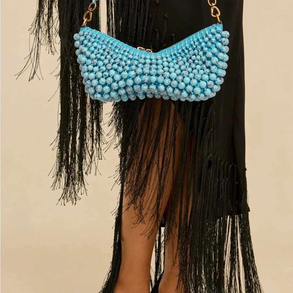 cult gaia Turquoise Beaded Mercier Shoulder Bag with box + dustbag - Picture 13 of 13